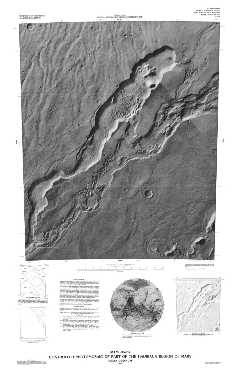 MTM -35267 Controlled Photomosaic of Part of the Hadriaca Region of Mars