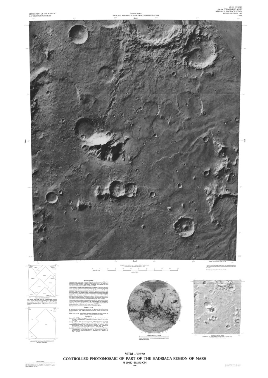 MTM -30272 Controlled Photomosaic of Part of the Hadriaca Region of Mars