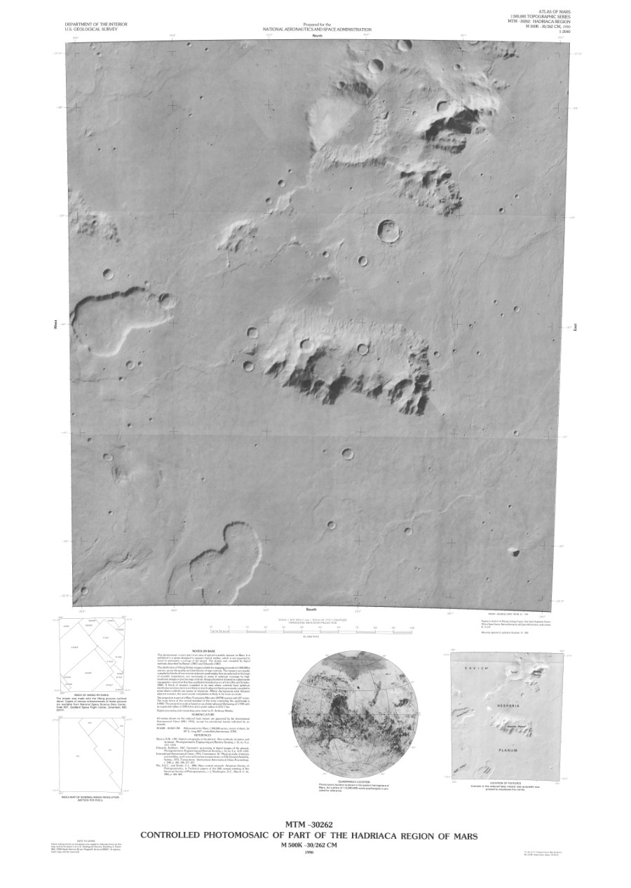 MTM -30262 Controlled Photomosaic of Part of the Hadriaca Region of Mars