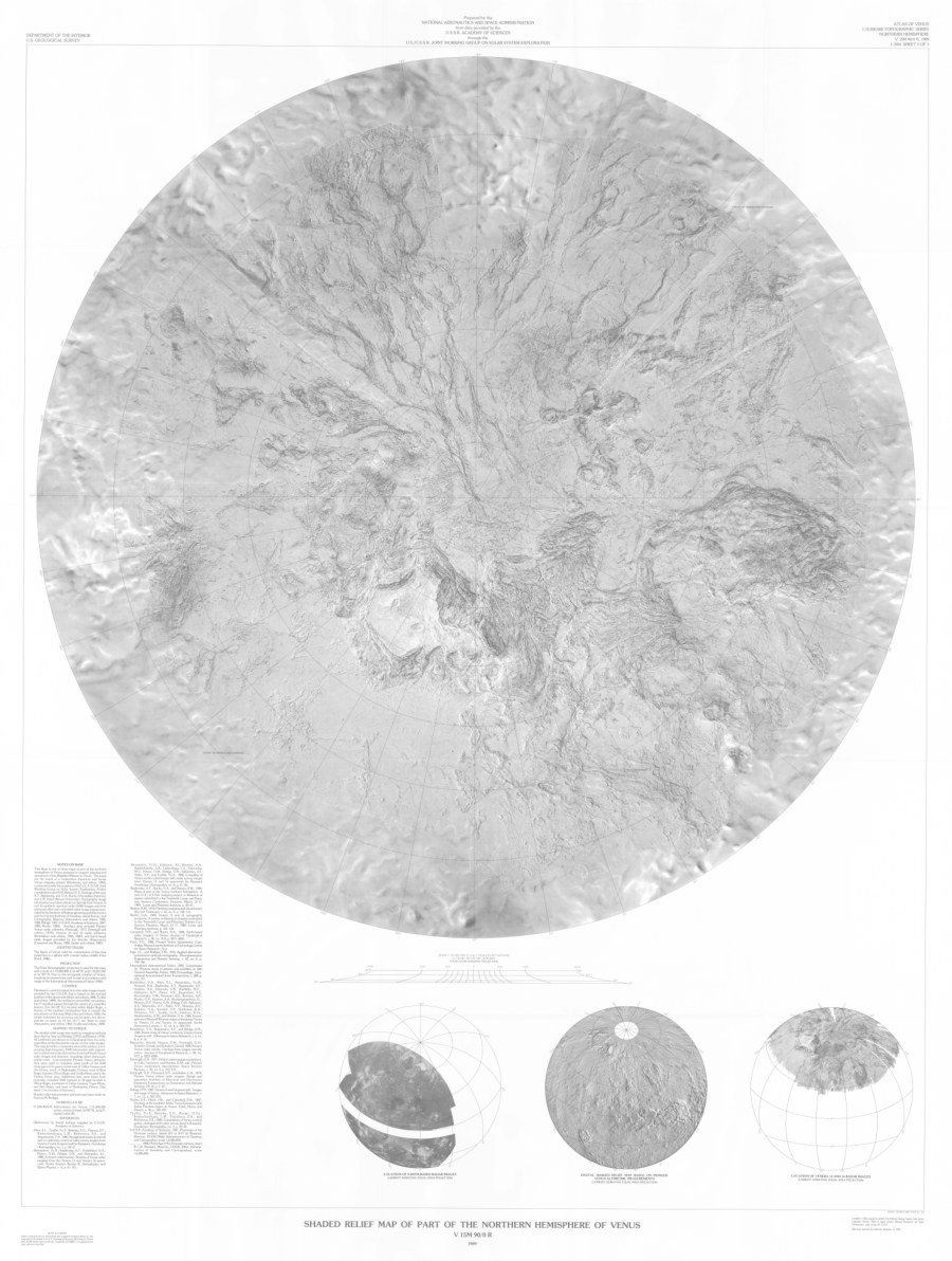 Shaded Relief Map of Part of the Northern Hemisphere of Venus