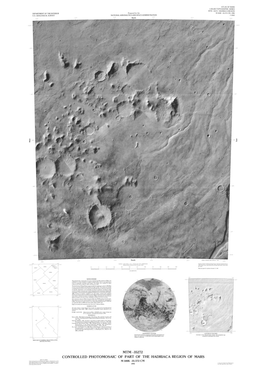 MTM -35272 Controlled Photomosaic of Part of the Hadriaca Region of Mars