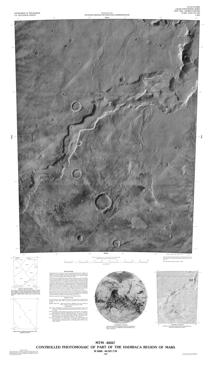 MTM -40267 Controlled Photomosaic of Part of the Hadriaca Region of Mars