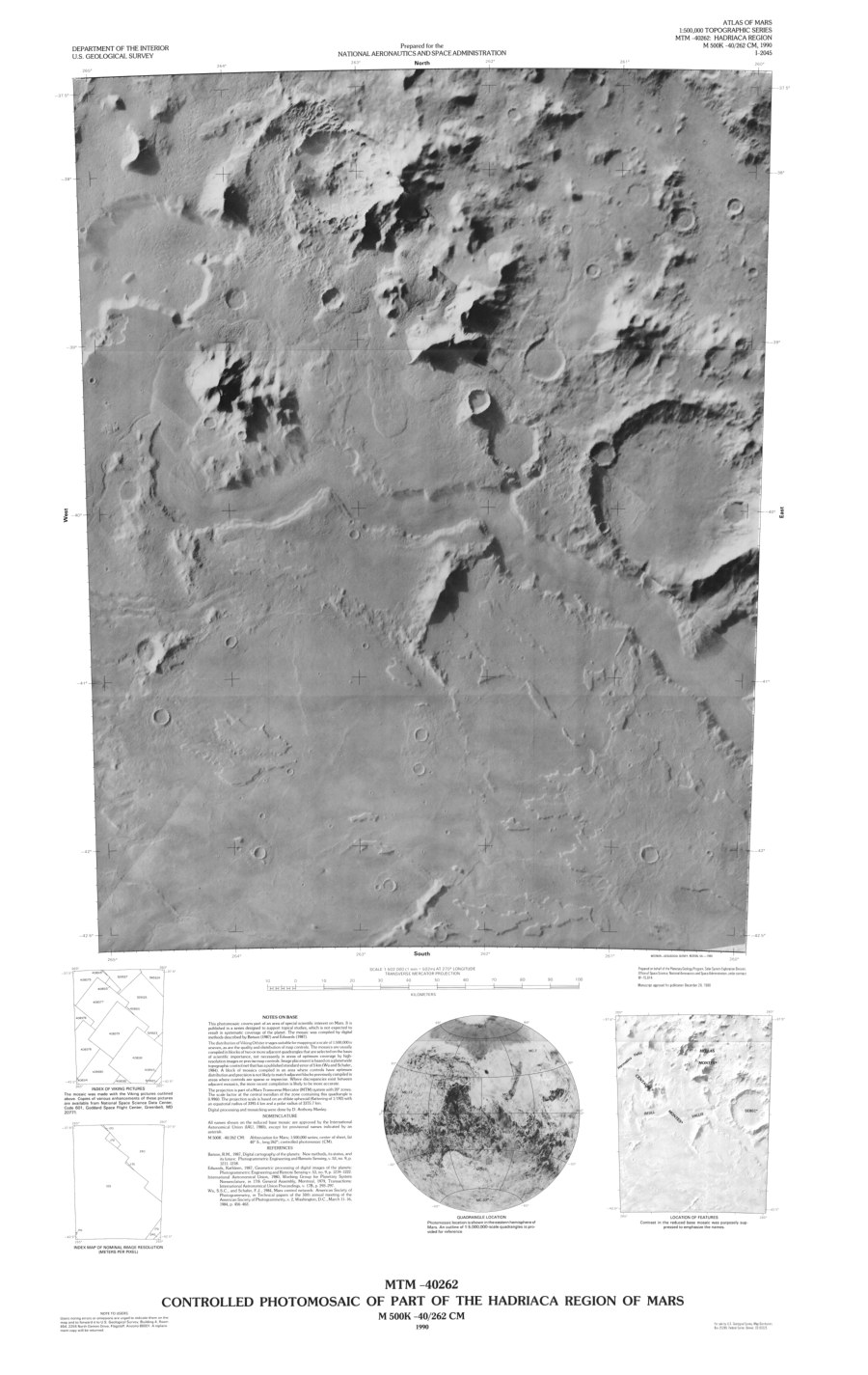 MTM -40262 Controlled Photomosaic of Part of the Hadriaca Region of Mars