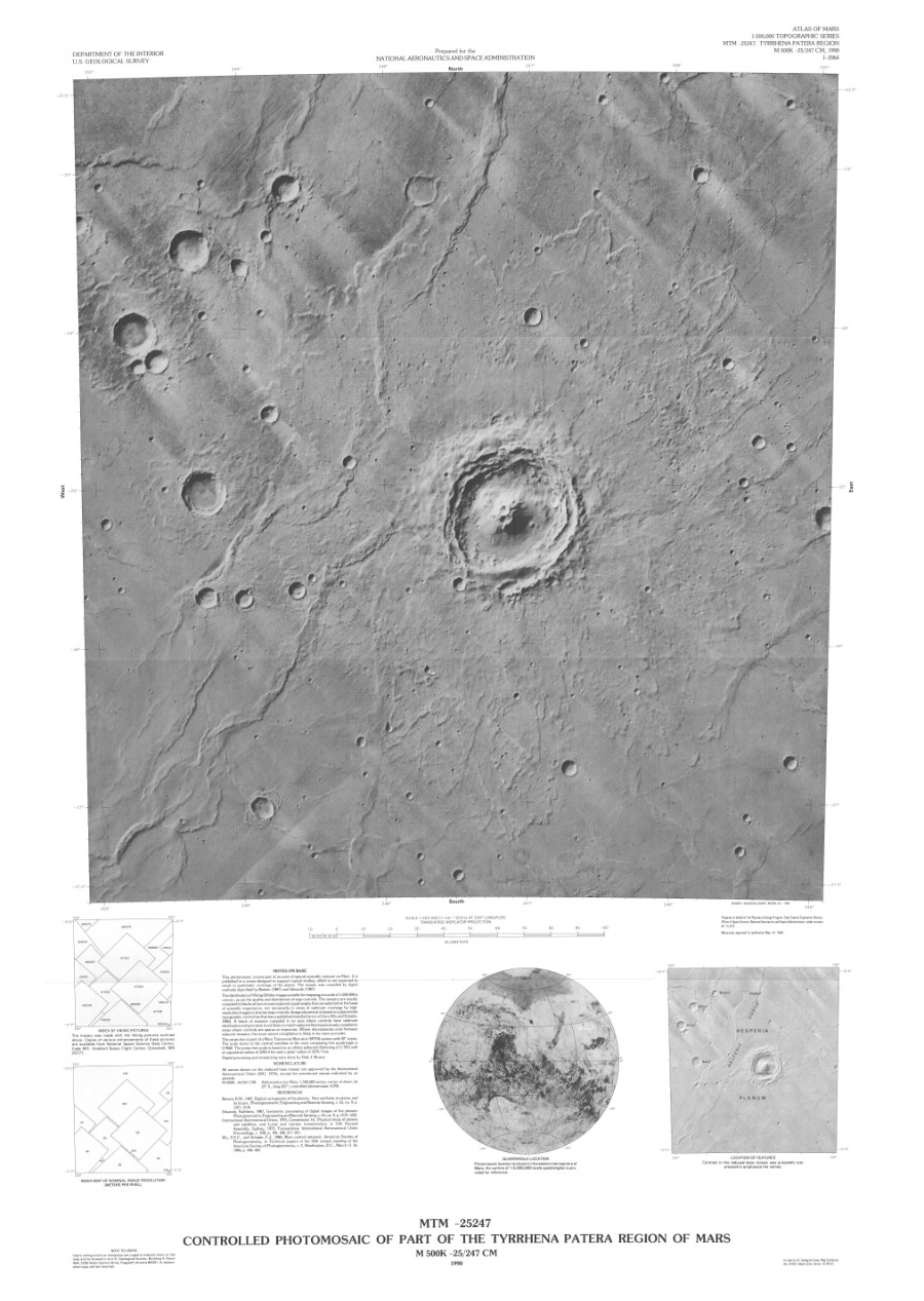 MTM -25247 Controlled Photomosaic of Part of the Tyrrhena Patera Region of Mars