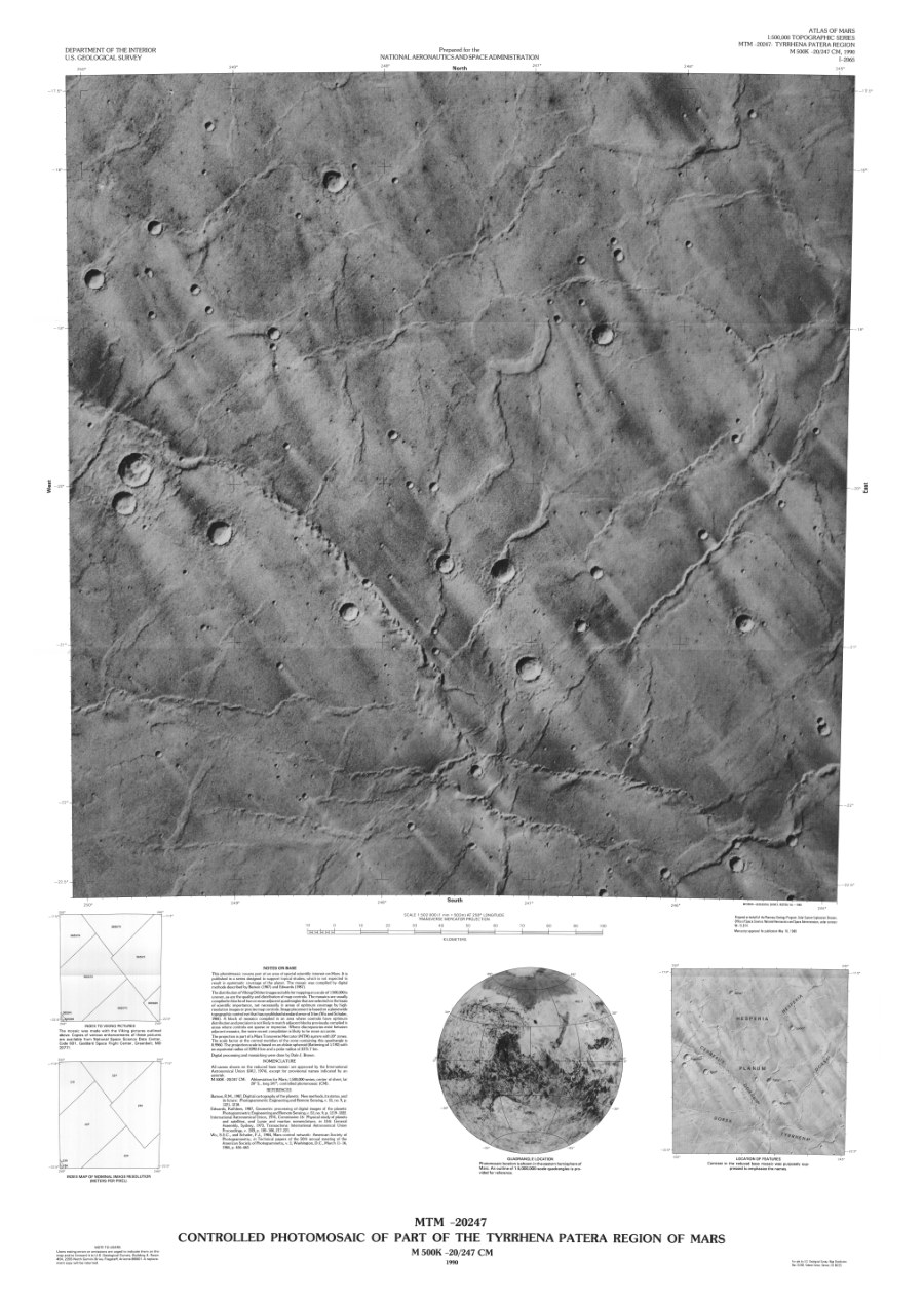 MTM -20247 Controlled Photomosaic of Part of the Tyrrhena Patera Region of Mars