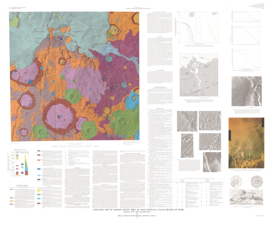 Geologic Map of Science Study Area 1B, West Mangala Valles Region of Mars (Special MTM -08157 quadrangle)