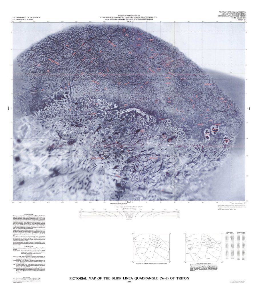Pictorial Map of the Slidr Linea Quadrangle (Nt-2) of Triton