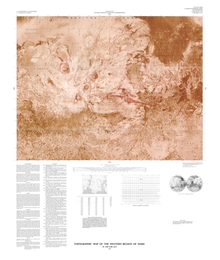 Topographic Map of the Eastern Region of Mars