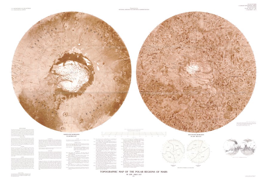 Topographic Map of the Eastern Region of Mars