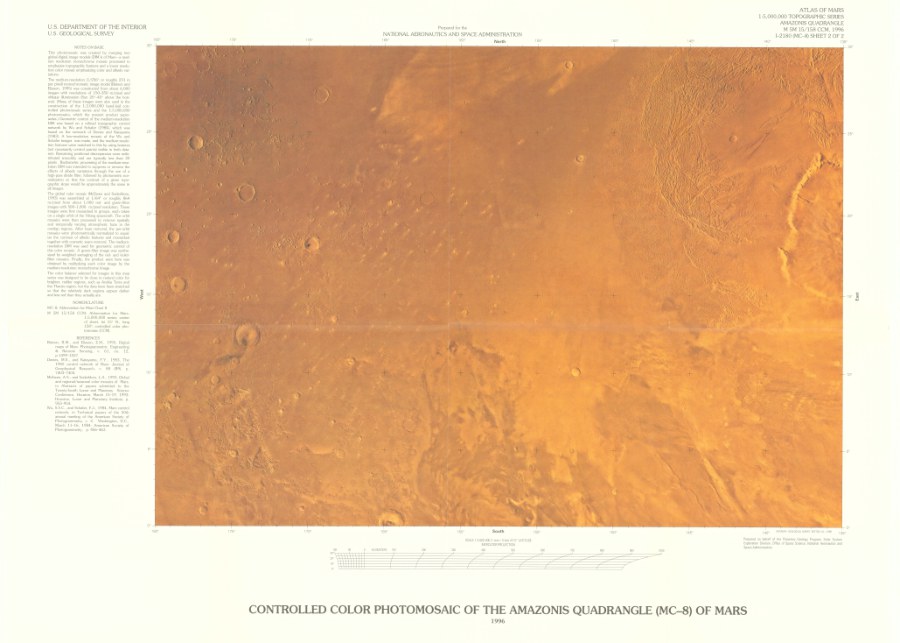 Controlled Color Photomosaic of the Amazonis Quadrangle (MC-8) of Mars
