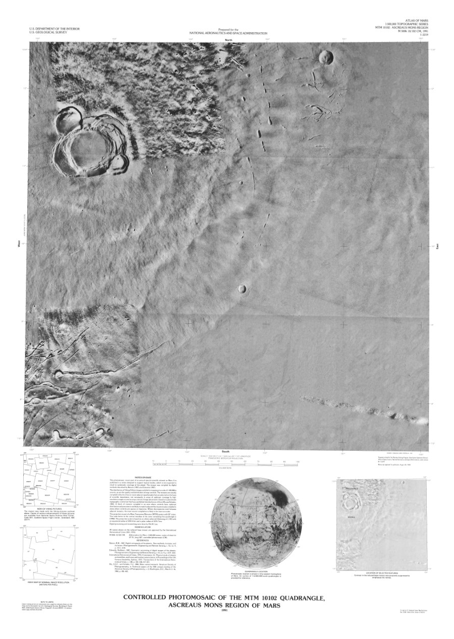 Controlled Photomosaic of the MTM 10102 Quadrangle, Ascraeus Mons Region of Mars