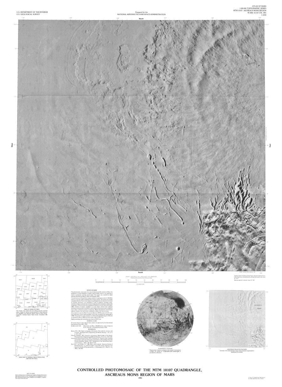 Controlled Photomosaic of the MTM 10107 Quadrangle, Ascraeus Mons Region of Mars