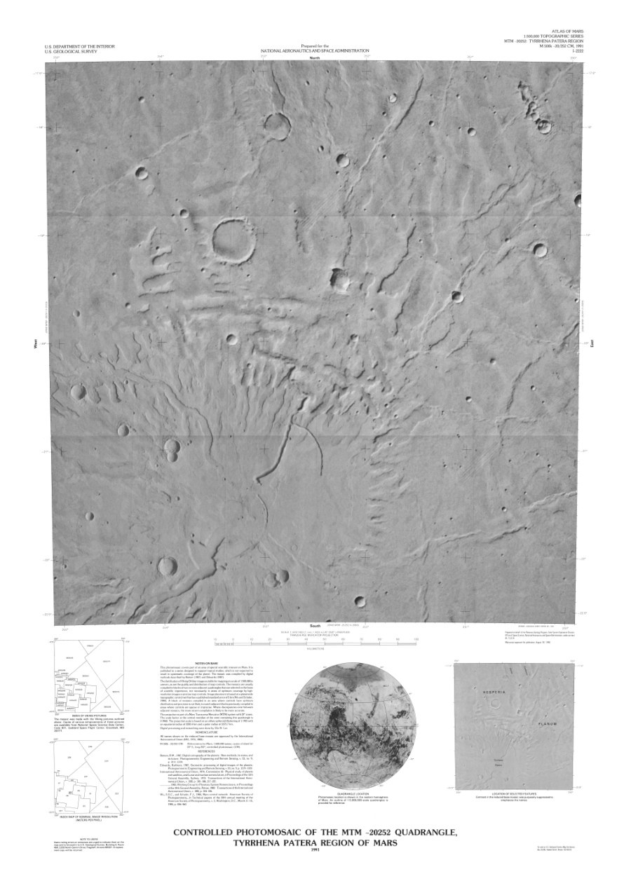 Controlled Photomosaic of the MTM -20252 Quadrangle, Tyrrhena Patera Region of Mars