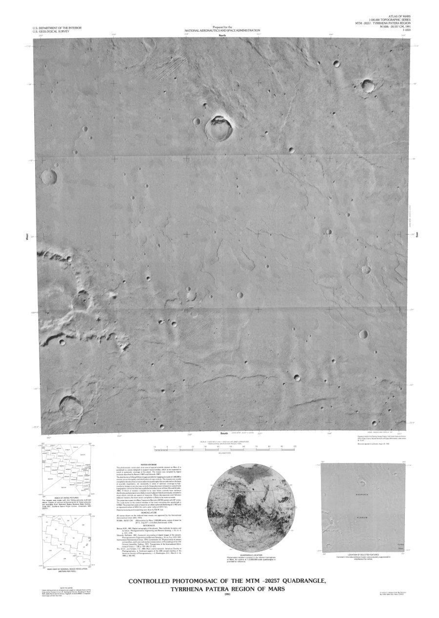 Controlled Photomosaic of the MTM -20257 Quadrangle, Tyrrhena Patera Region of Mars