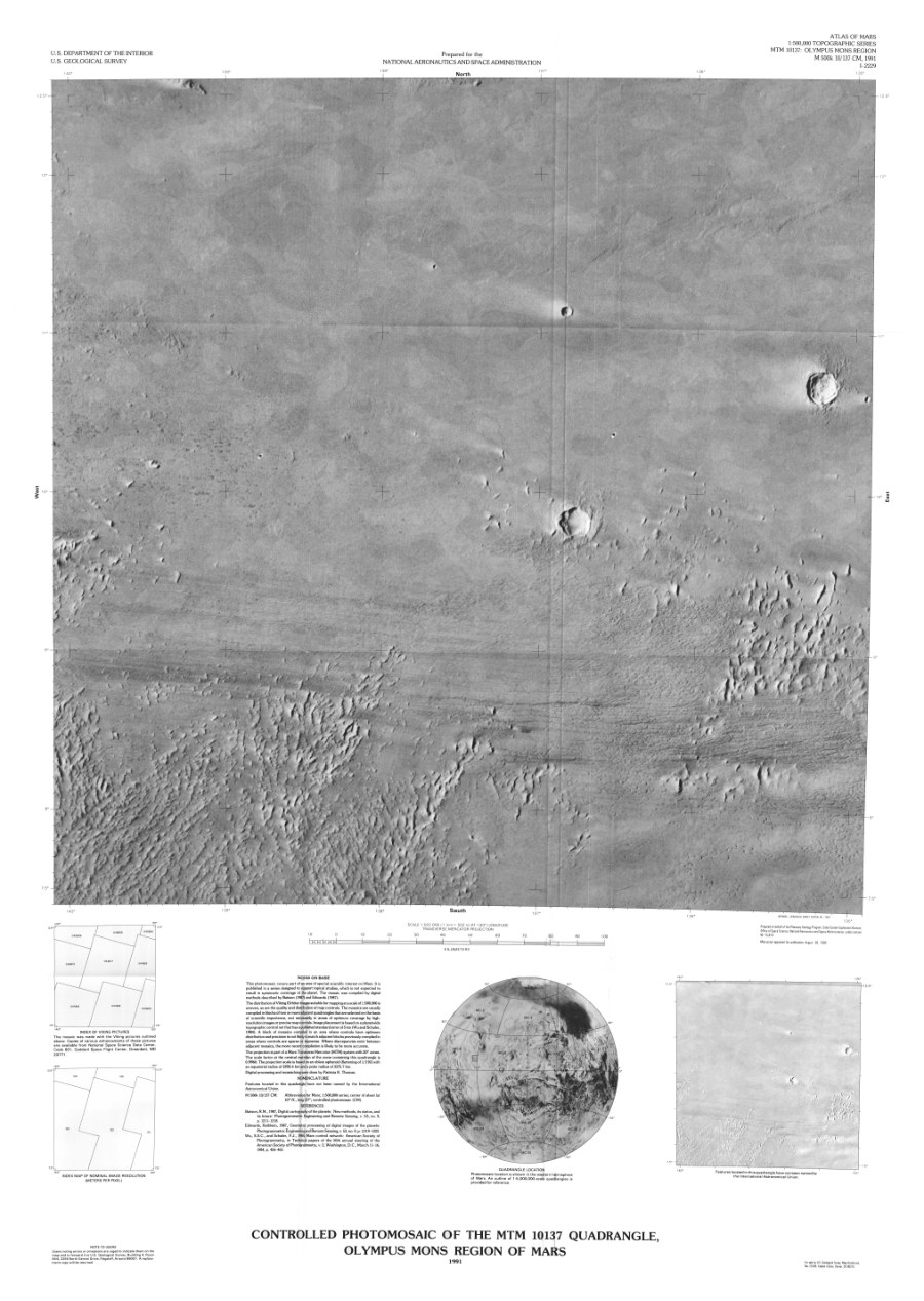 Controlled Photomosaic of the MTM 10137 Quadrangle, Olympus Mons Region of Mars