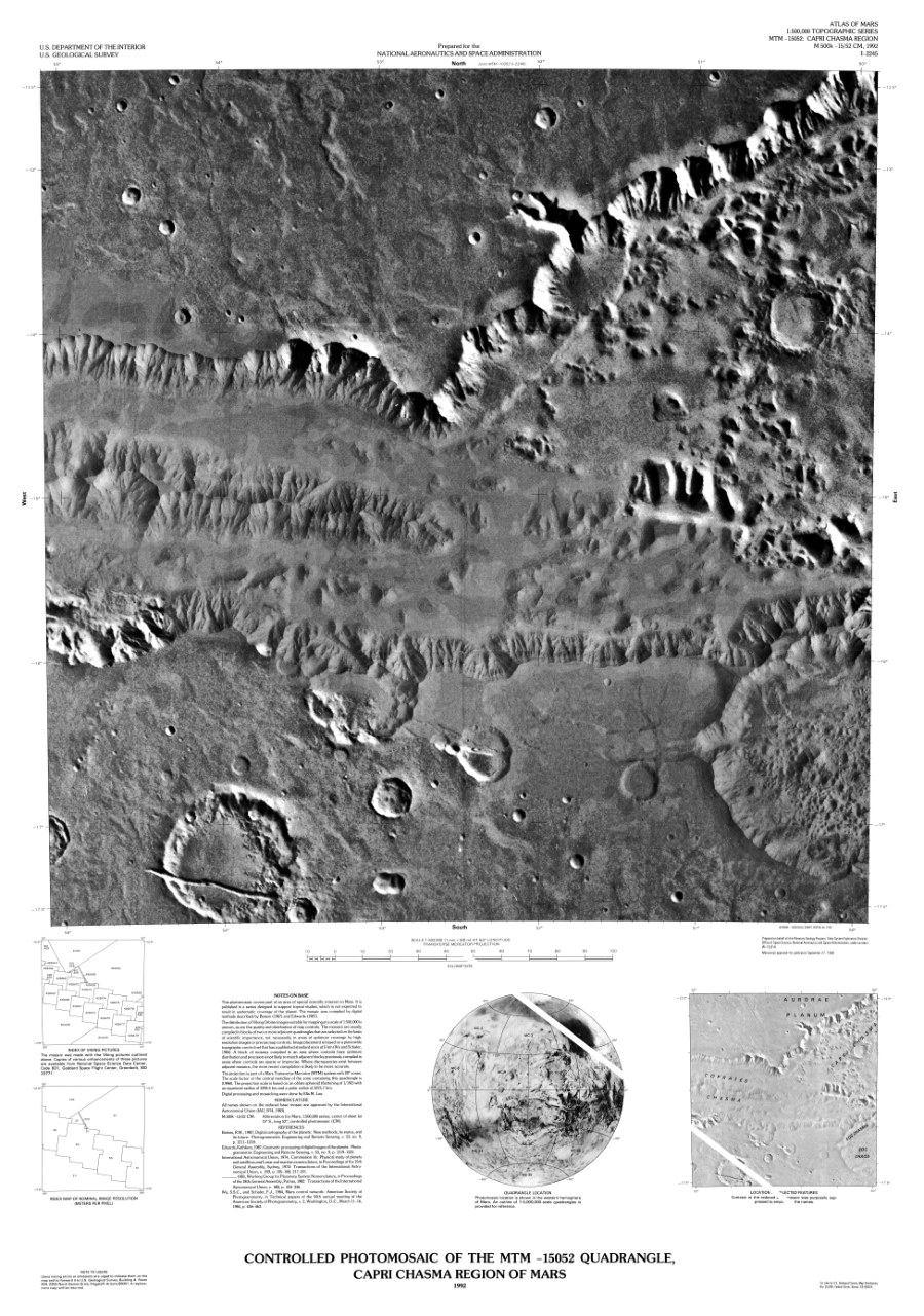 Controlled Photomosaic of the MTM -15052 Quadrangle, Capri Chasma Region of Mars