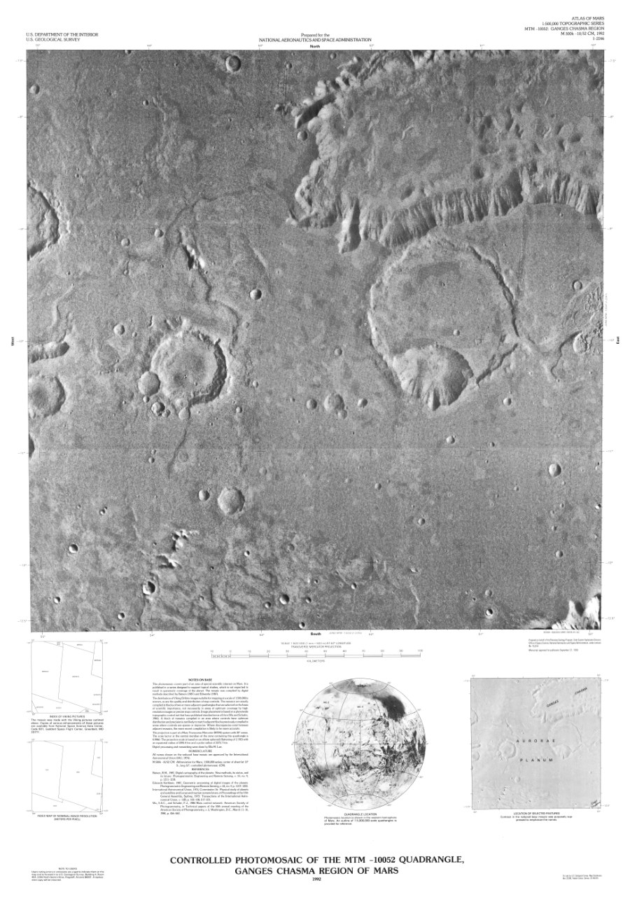 Controlled Photomosaic of the MTM -10052 Quadrangle, Ganges Chasma Region of Mars