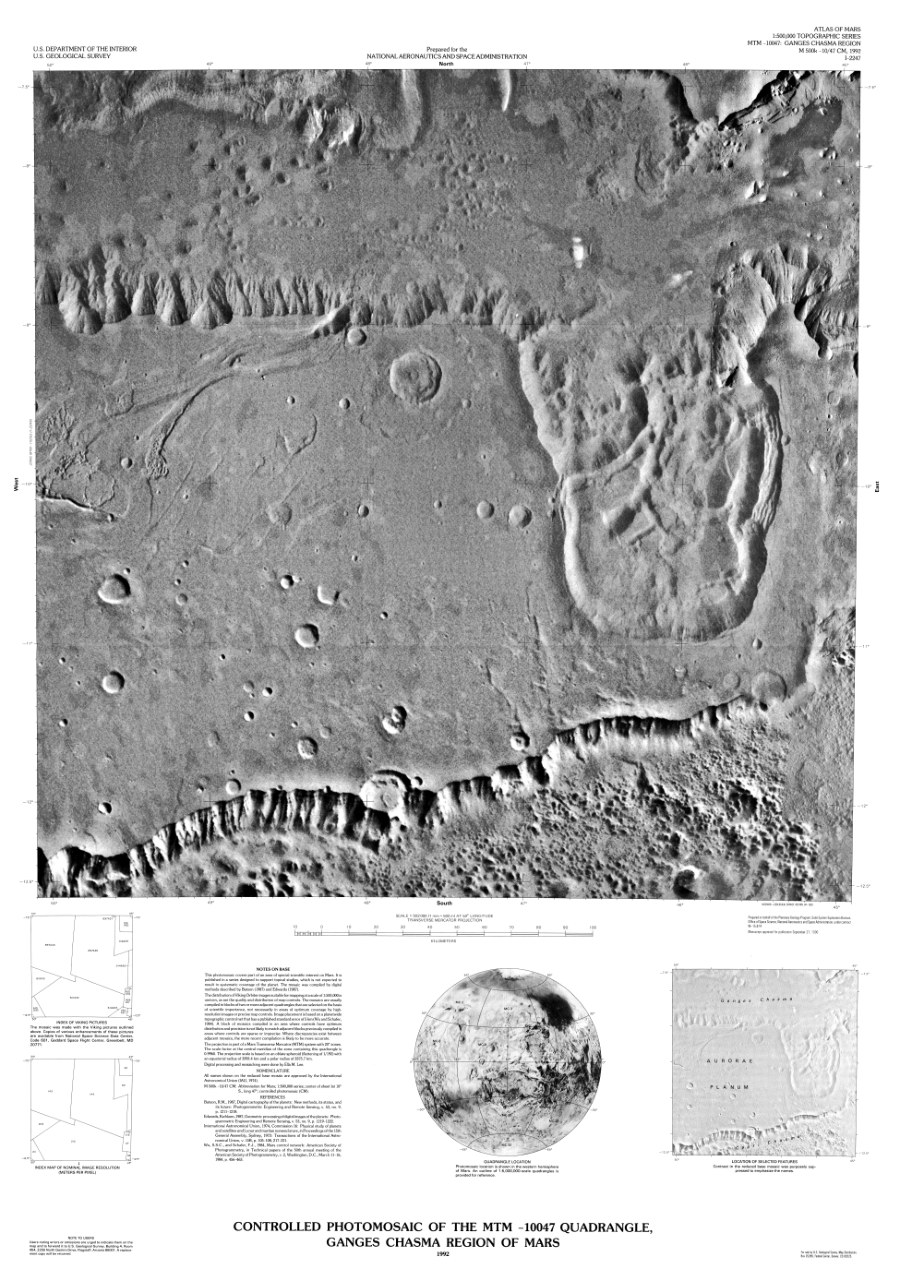 Controlled Photomosaic of the MTM -10047 Quadrangle, Ganges Chasma Region of Mars