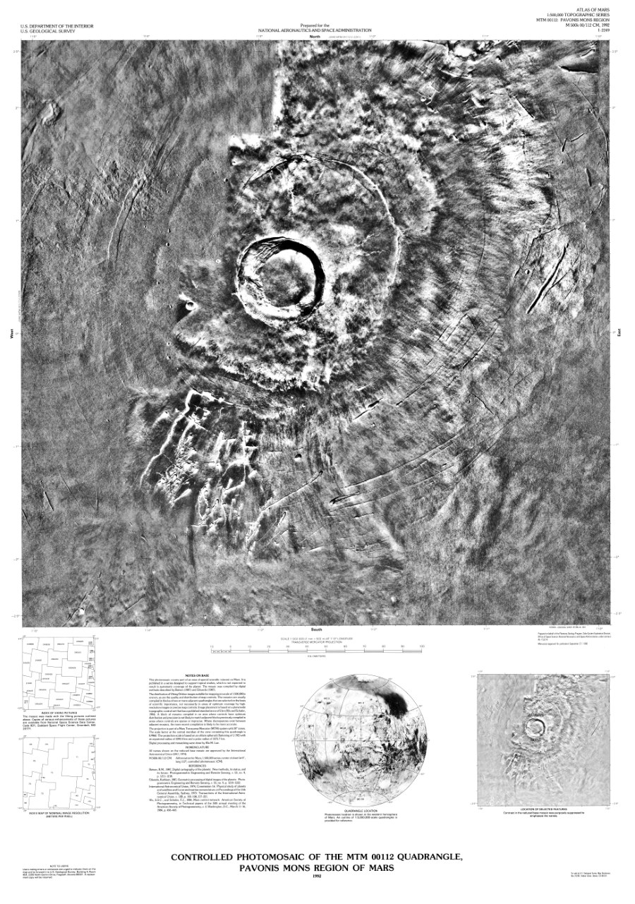 Controlled Photomosaic of the MTM 00112 Quadrangle, Pavonis Mons Region of Mars