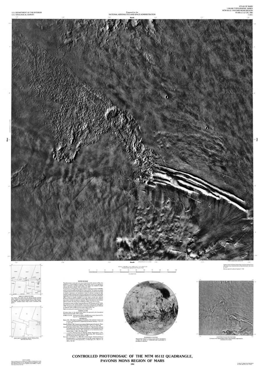Controlled Photomosaic of the MTM 05112 Quadrangle, Pavonis Mons Region of Mars