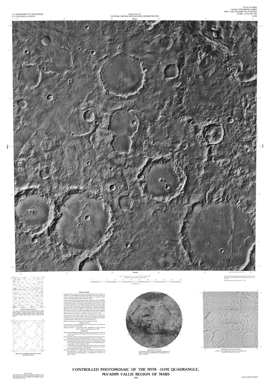 Controlled Photomosaic of the MTM -15192 Quadrangle, Ma'adim Vallis Region of Mars
