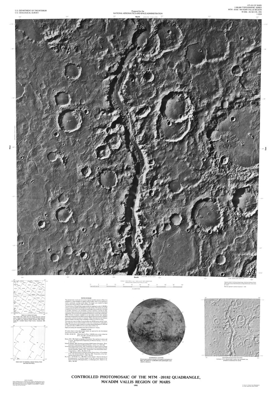 Controlled Phootmosaic of the MTM -20182 Quadrangle, Ma'adim Vallis Region of Mars