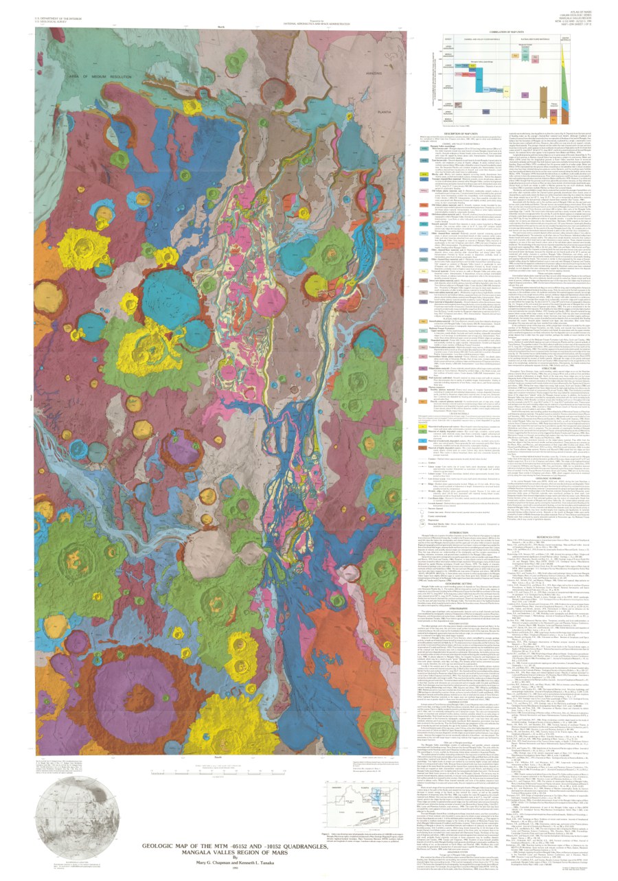 Geologic map of the MTM -05152 and -10152 quadrangles, Mangala Valles region of Mars