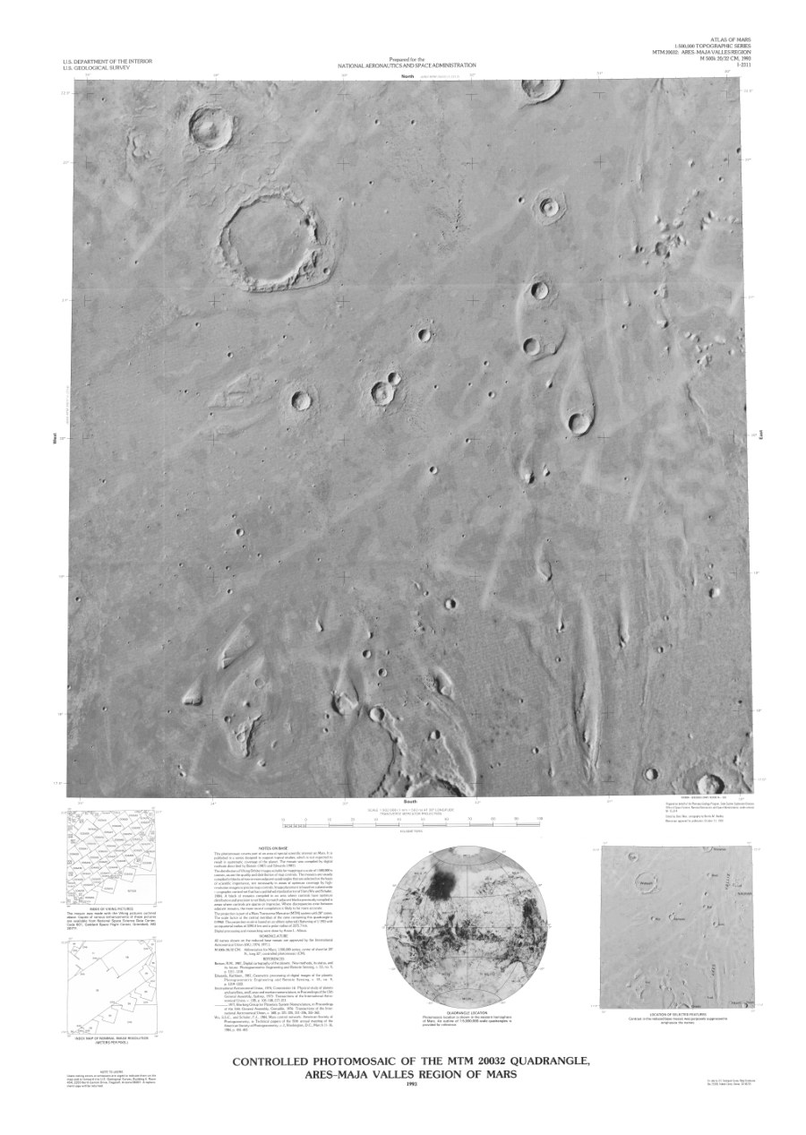 Controlled Photomosaic of the MTM 20032 Quadrangle, Ares-Maja Valles Region of Mars