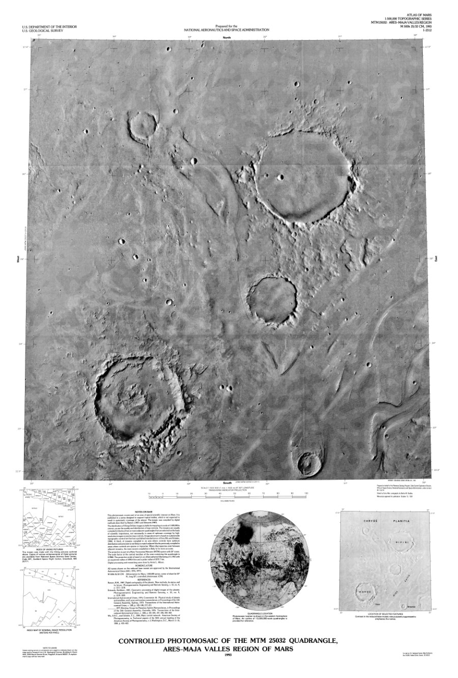Controlled Photomosaic of the MTM 25032 Quadrangle, Ares-Maja Valles Region of Mars