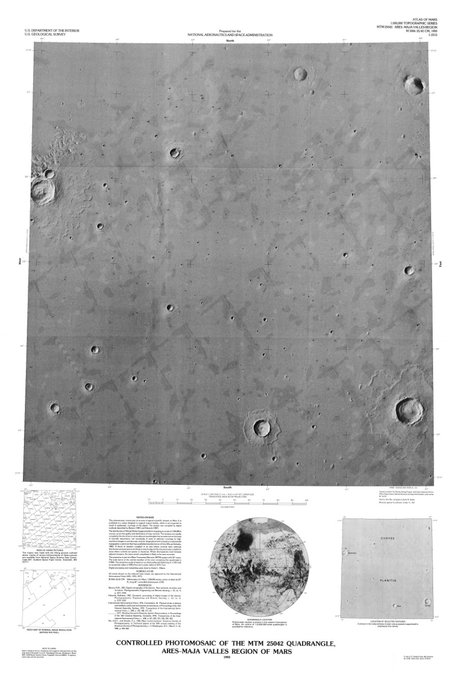 Controlled Photomosaic of the MTM 25042 Quadrangle, Ares-Maja Valles Region of Mars