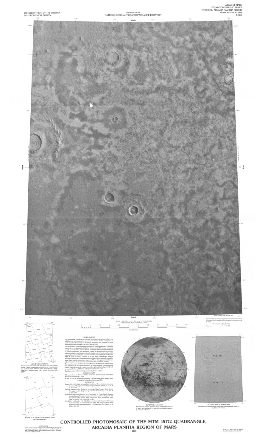 Controlled Photomosaic of the MTM 45172 Quadrangle, Arcadia Planitia Region of Mars