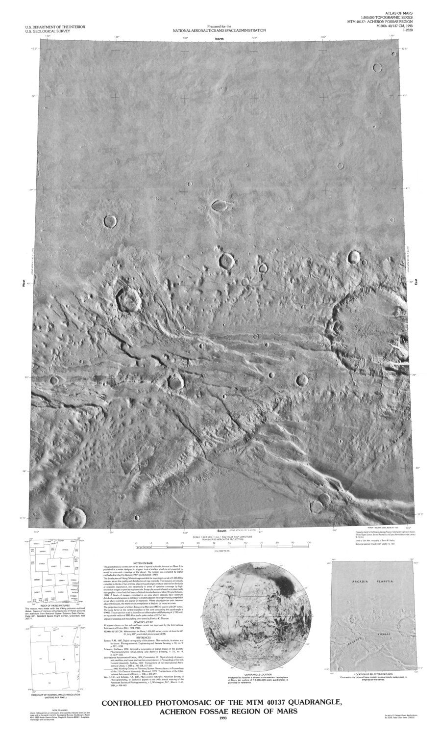 Controlled Photomosaic of the MTM 40137 Quadrangle, Acheron Fossae Region of Mars