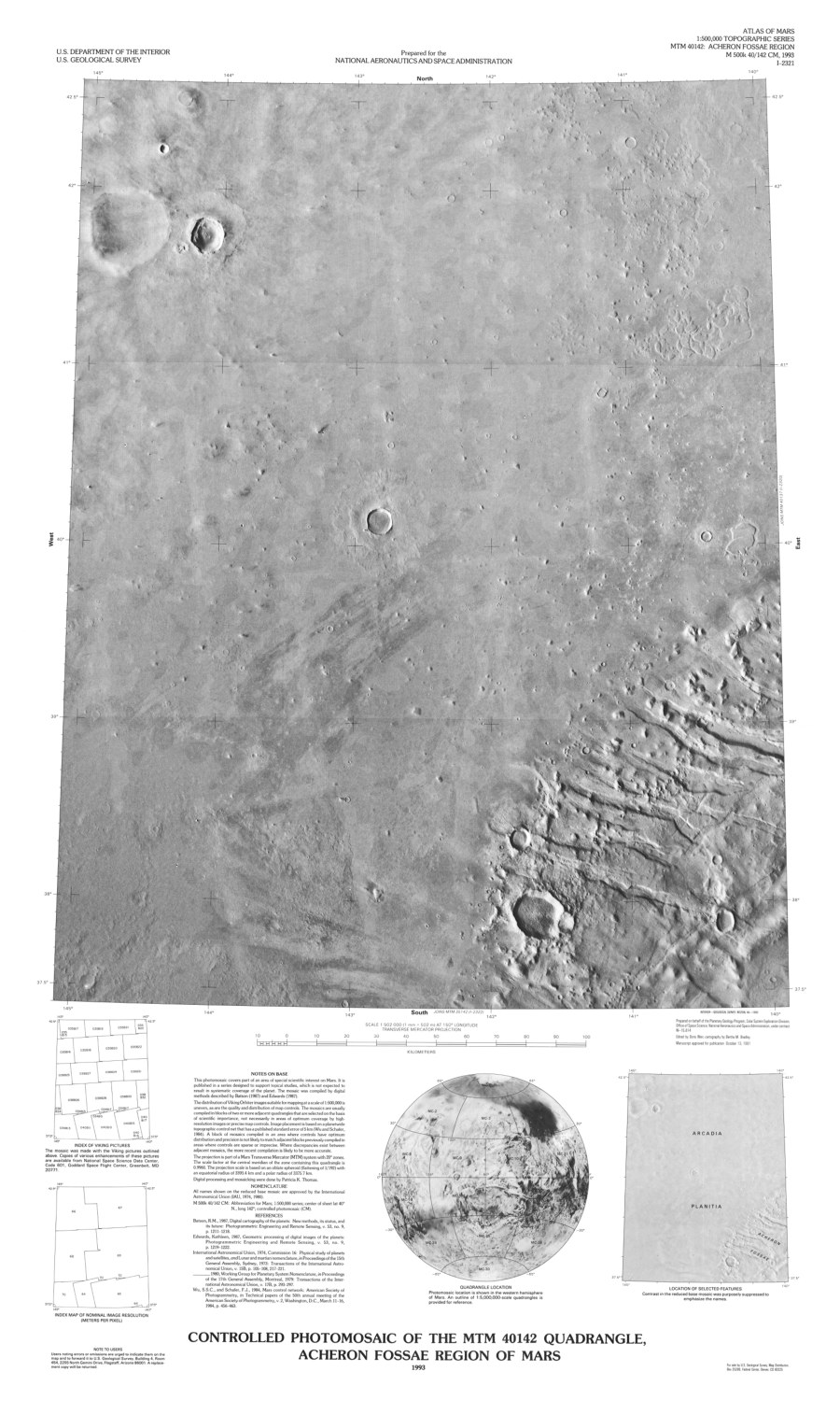 Controlled Photomosaic of the MTM 40142 Quadrangle, Acheron Fossae Region of Mars