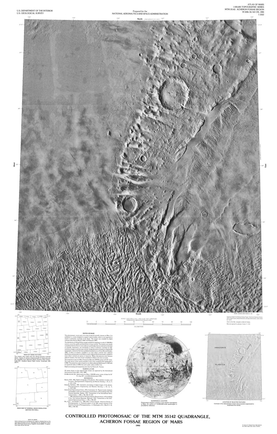 Controlled Photomosaic of the MTM 35142 Quadrangle, Acheron Fossae Region of Mars