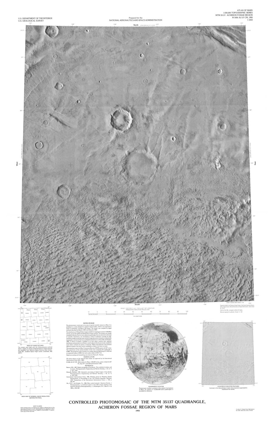 Controlled Photomosaic of the MTM 35137 Quadrangle, Acheron Fossae Region of Mars