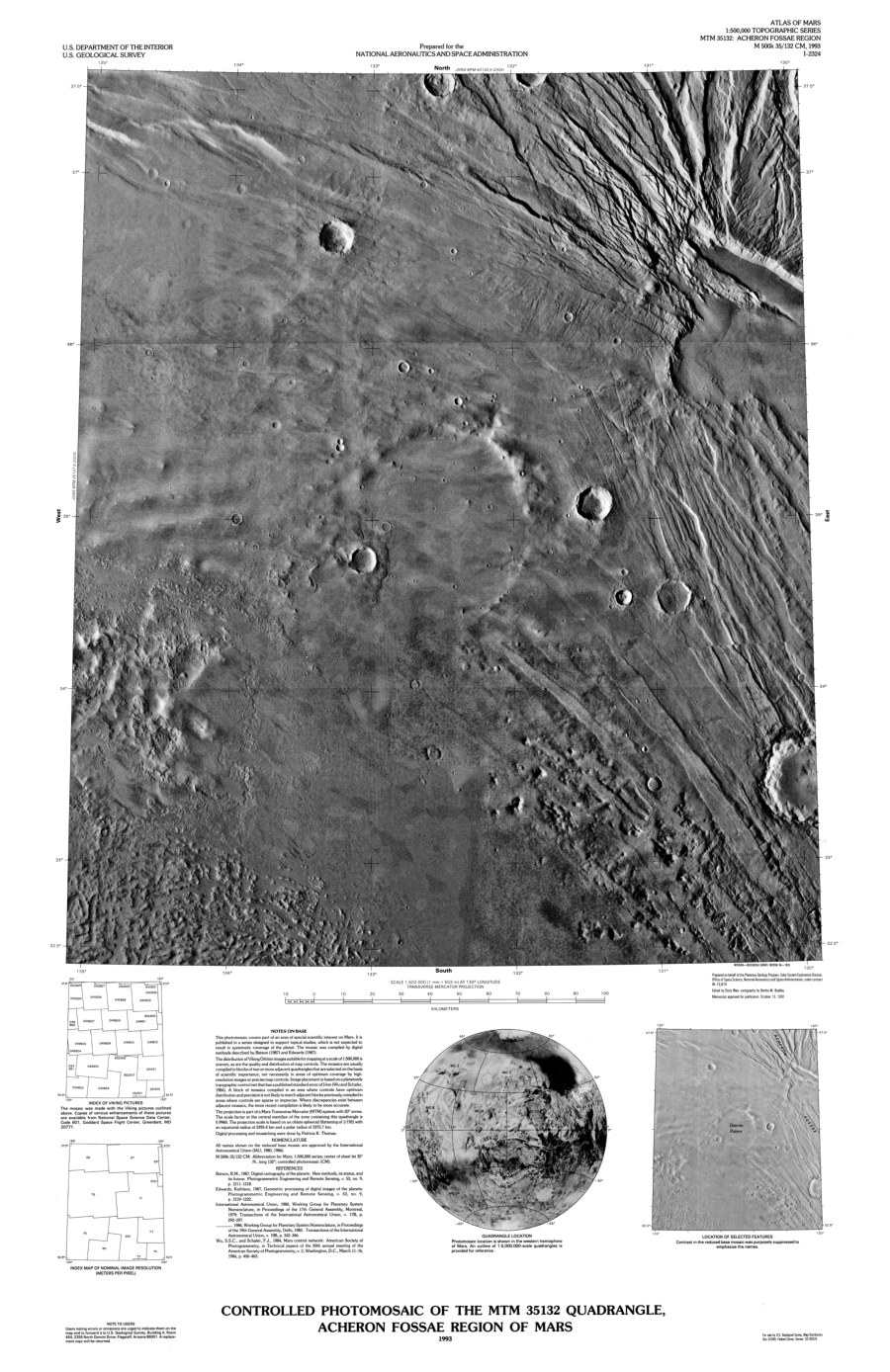 Controlled Photomosaic of the MTM 35132 Quadrangle, Acheron Fossae Region of Mars