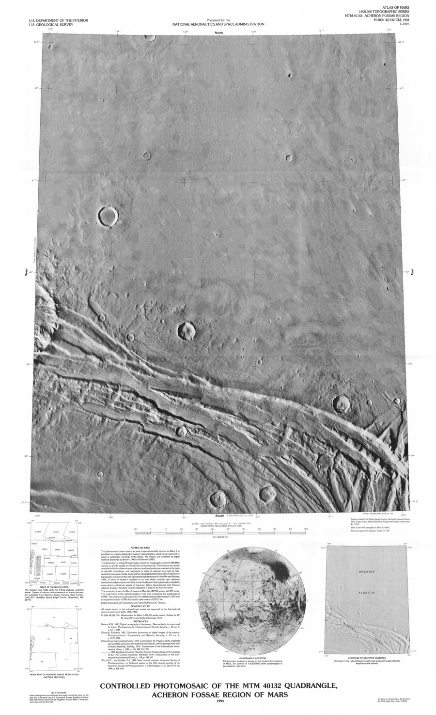 Controlled Photomosaic of the MTM 40132 Quadrangle, Acheron Fossae Region of Mars