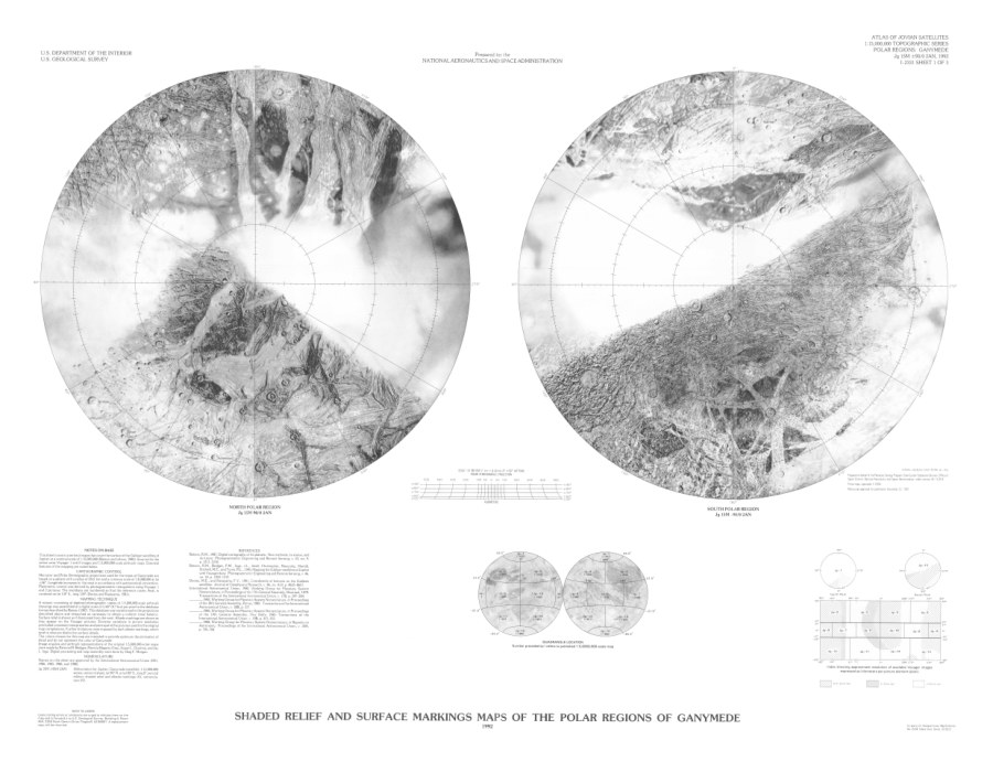 Shaded Relief and Surface Markings Maps of the Western Regions of Ganymede