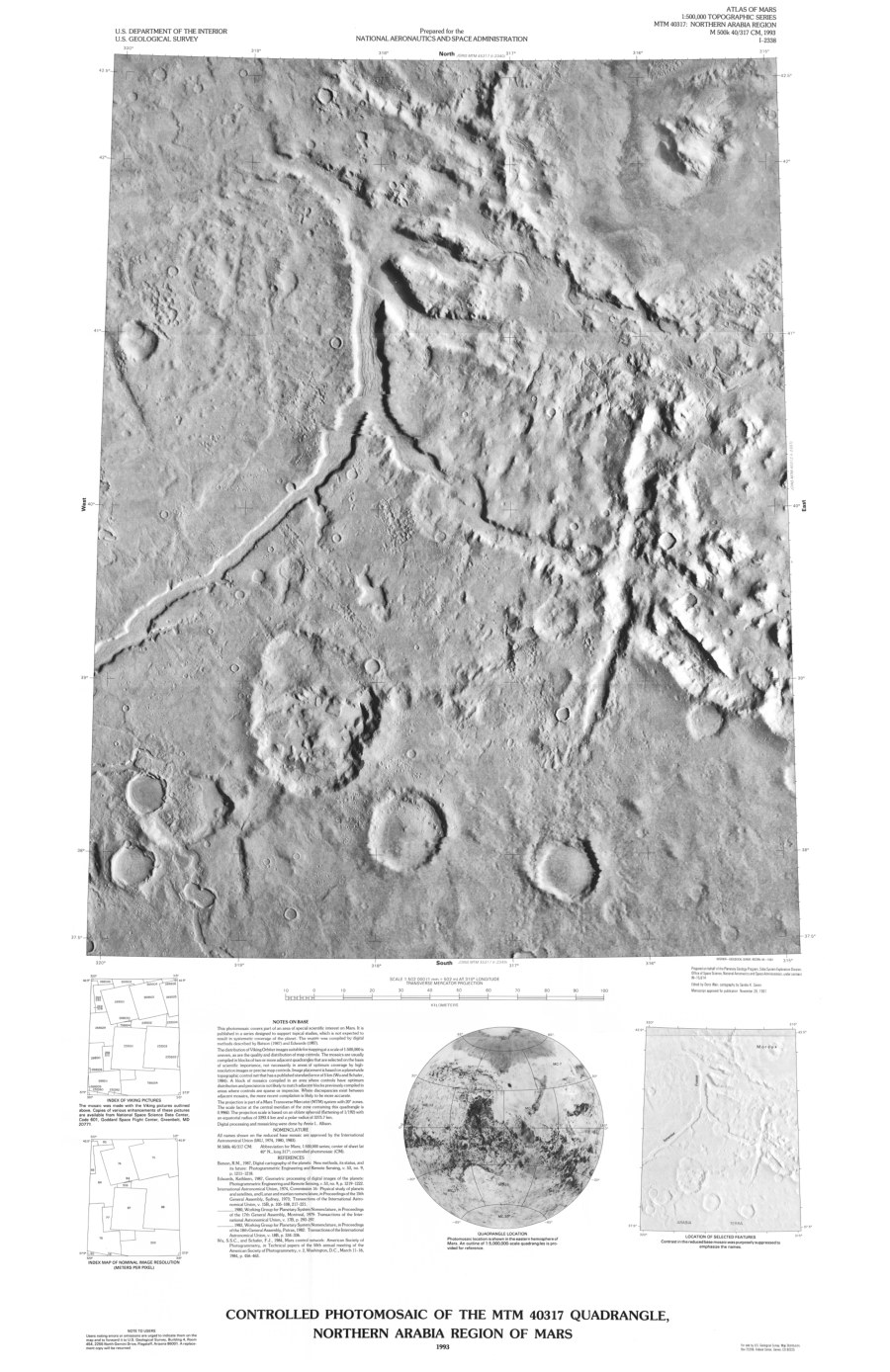Controlled Photomosaic of the MTM 40317 Quadrangle, Northern Arabia Region of Mars