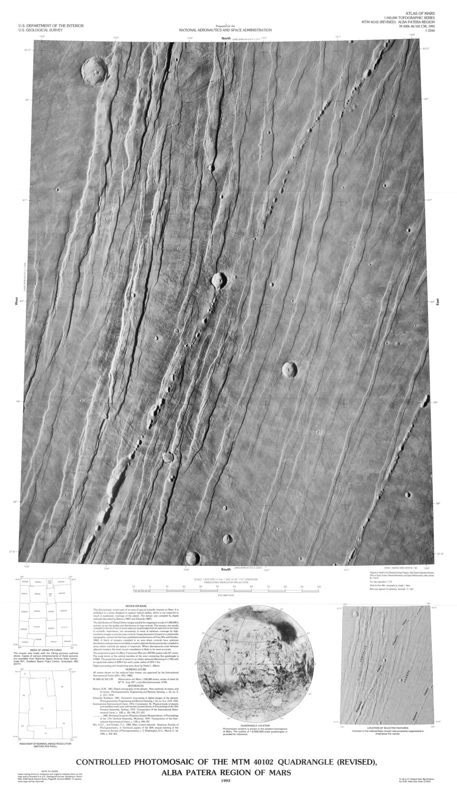 Controlled Photomosaic of the MTM 40102 Quadrangle (Revised), Alba Patera Region of Mars