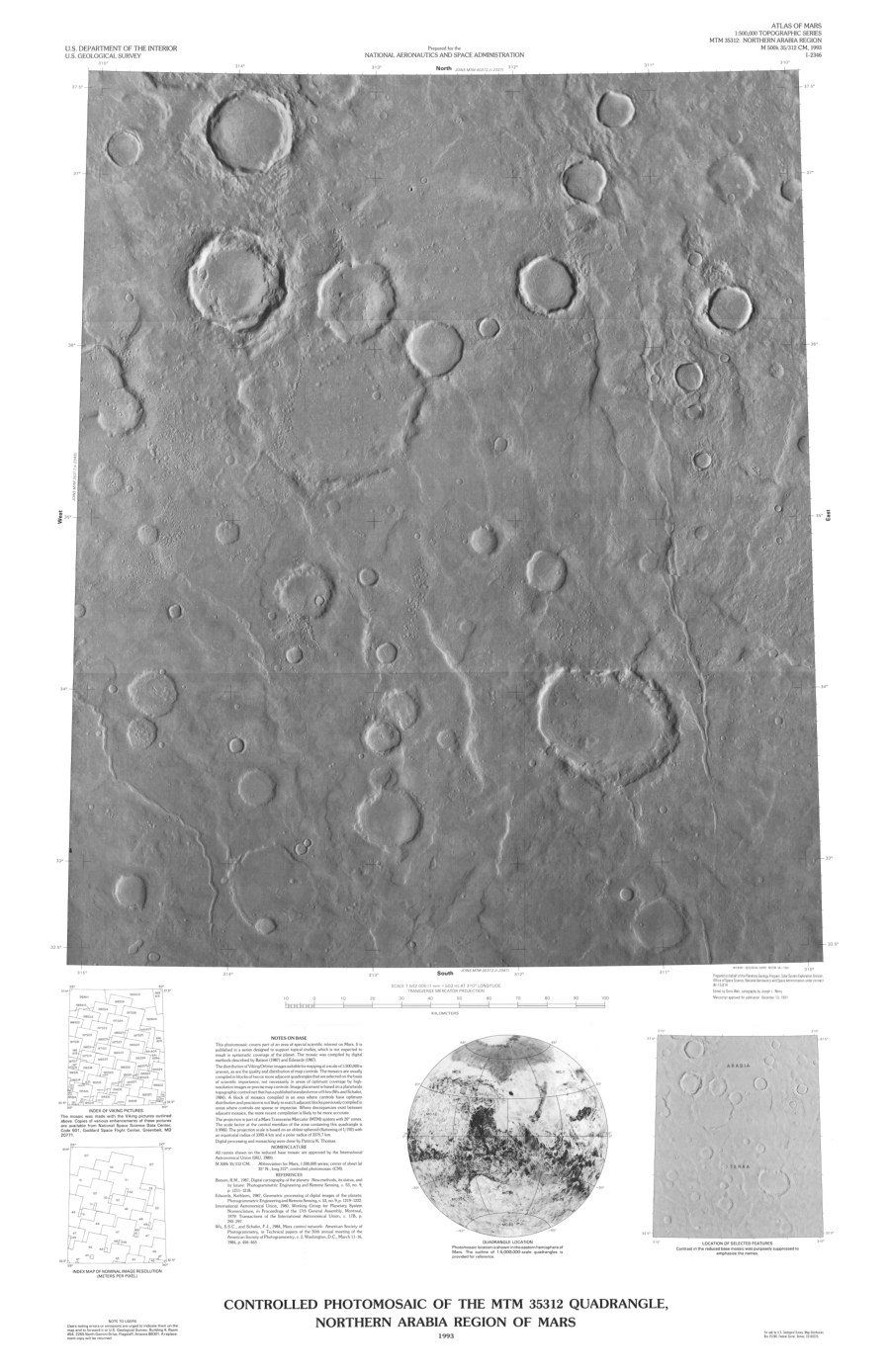 Controlled Photomosaic of the MTM 35312 Quadrangle, Northern Arabia Region of Mars