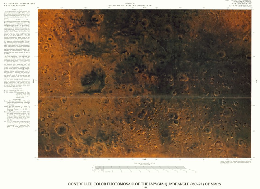 Controlled Color Photomosaic of the Iapygia Quadrangle (MC-21) of Mars