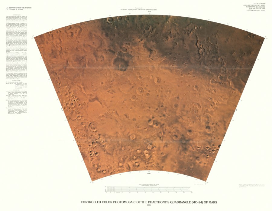 Revised Shaded Relief Map of the Phaethontis Quadrangle (MC-24) of Mars