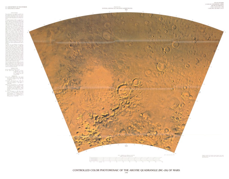 Revised Shaded Relief Map of the Argyre Quadrangle (MC-26) of Mars