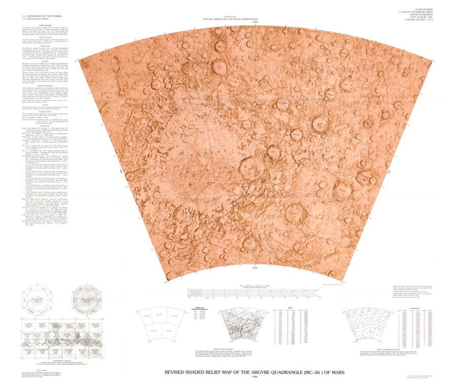 Revised Shaded Relief Map of the Argyre Quadrangle (MC-26) of Mars