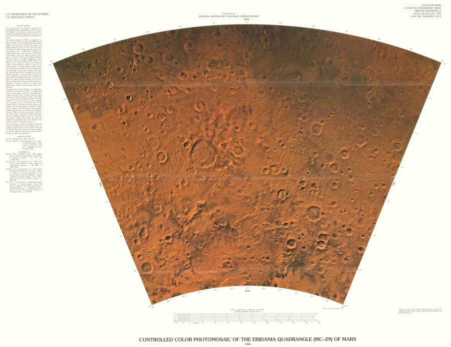 Revised Shaded Relief Map of the Eridania Quadrangle (MC-29) of Mars