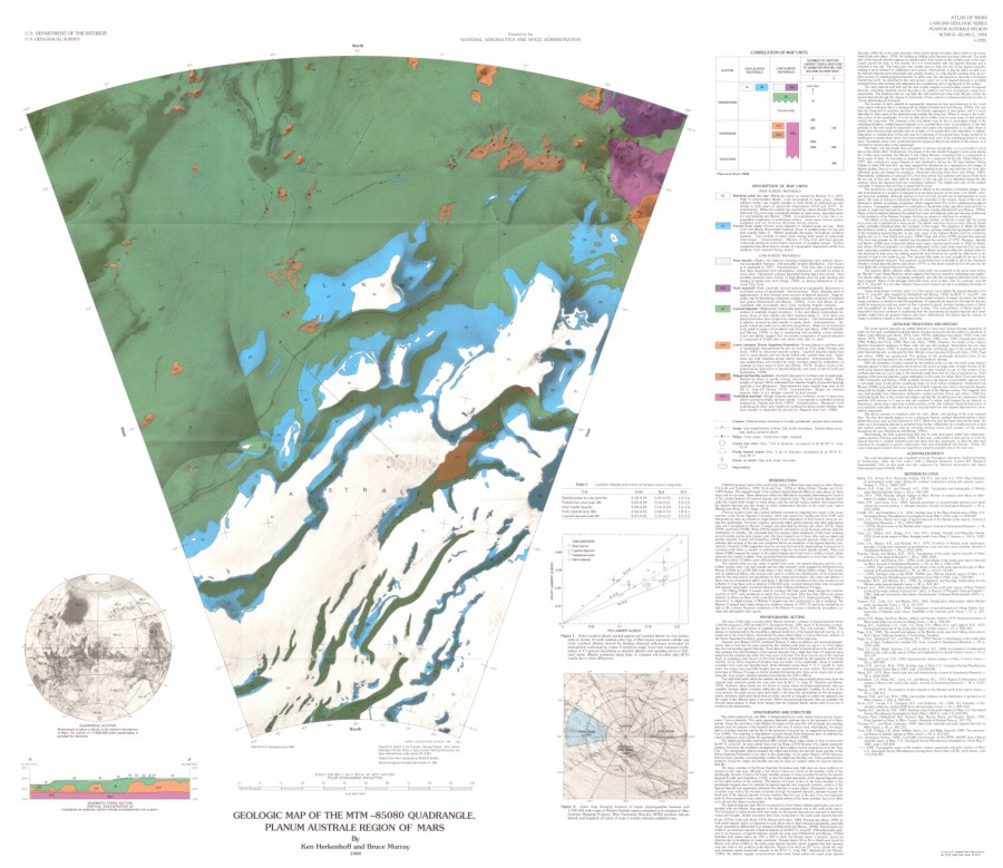 Geologic Map of the MTM -85080 Quadrangle, Planum Australe Region of Mars