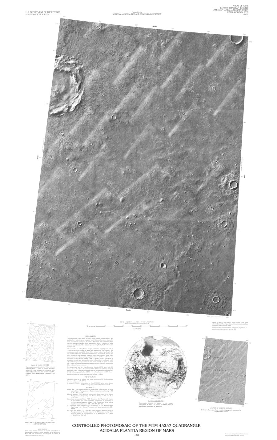 Controlled Photomosaic of the MTM 45357 Quadrangle, Acidalia Planitia Region of Mars