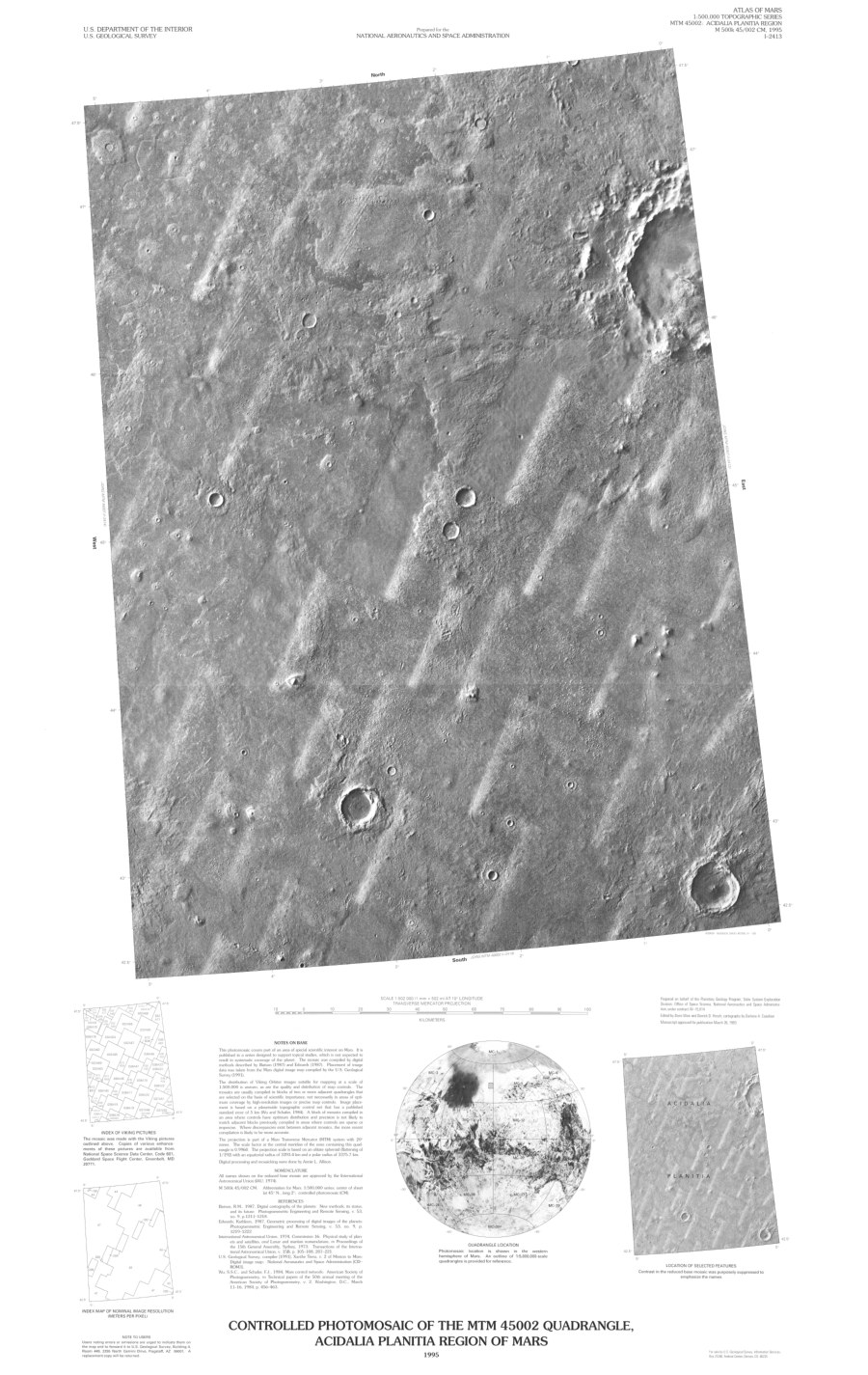 Controlled Photomosaic of the MTM 45002 Quadrangle, Acidalia Planitia Region of Mars