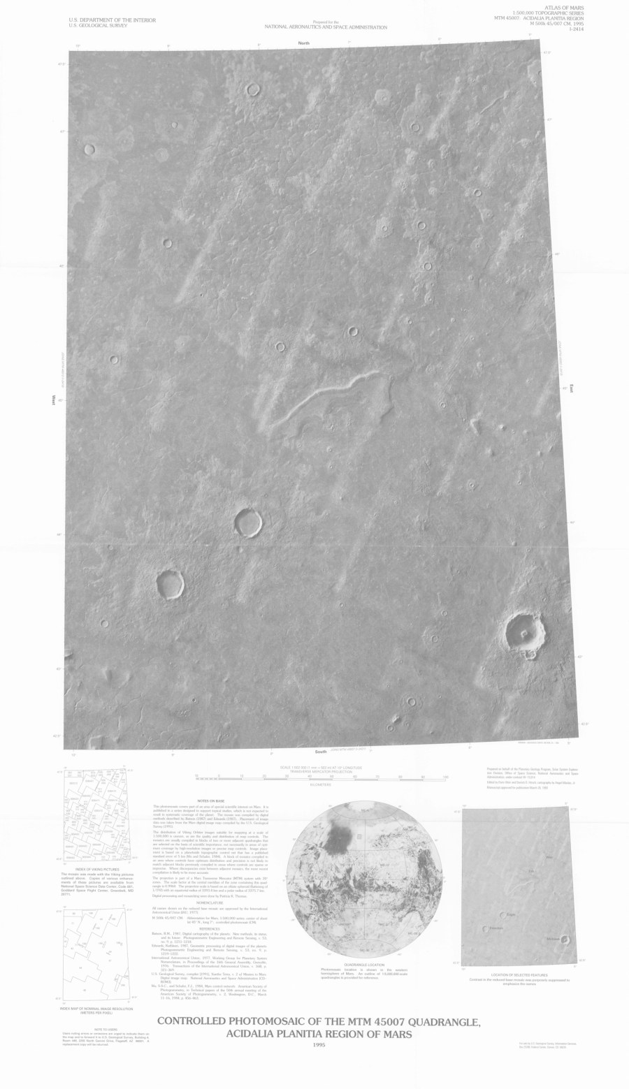Controlled Photomosaic of the MTM 45007 Quadrangle, Acidalia Planitia Region of Mars